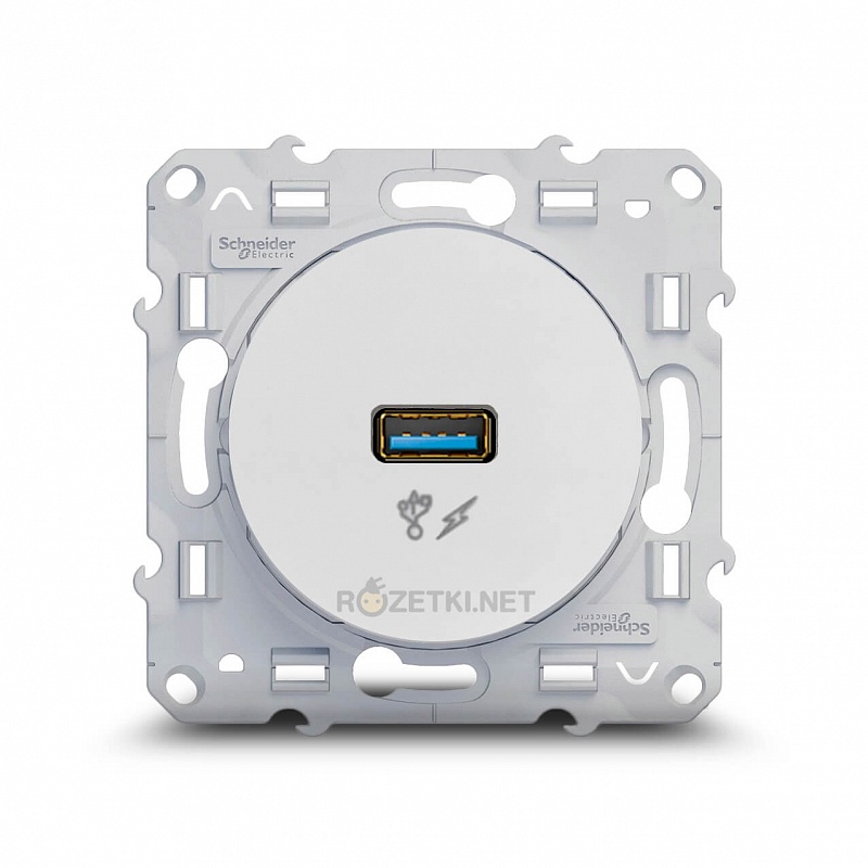 Schneider-Electric Odace Розетка USB, одинарная (зарядная), Белый