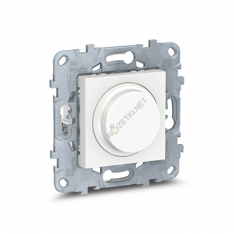 Schneider-Electric Unica New Светорегулятор (диммер) поворотно-нажимной 5-200Вт для LED 5-100ВА, Белый