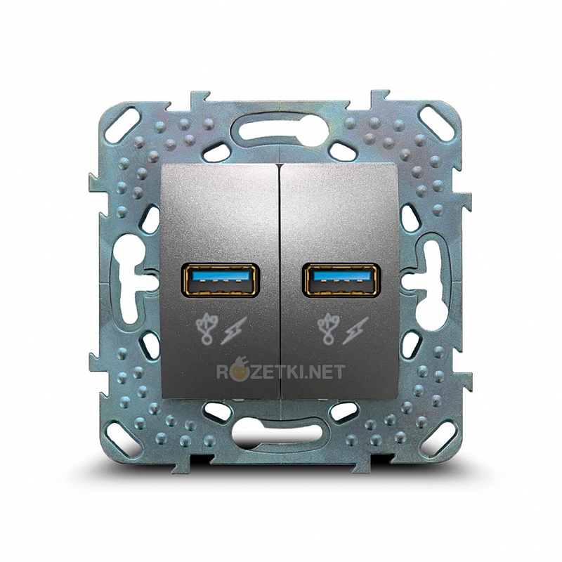 Schneider-Electric Unica Top Розетка USB, двойная, Алюминий